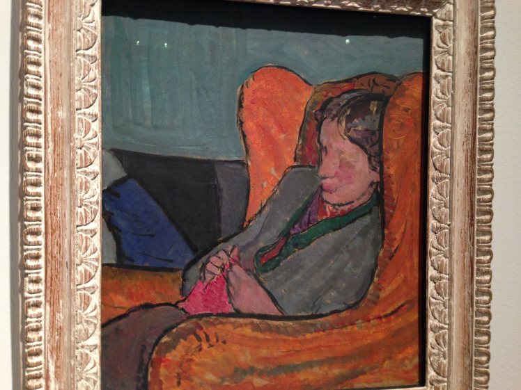 Vanessa Bell's 1912 portrait of her sister Virginia Woolf. I saw this and took this photo at the National Portrait Galley exhibition in 2014