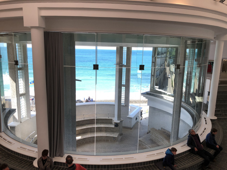 Tate St Ives, looking out from inside. My photo.